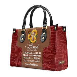 Lovely Personalized Sunflower Leather Handbag - Blessed Are Those Who Spoil And Pamper NUH329