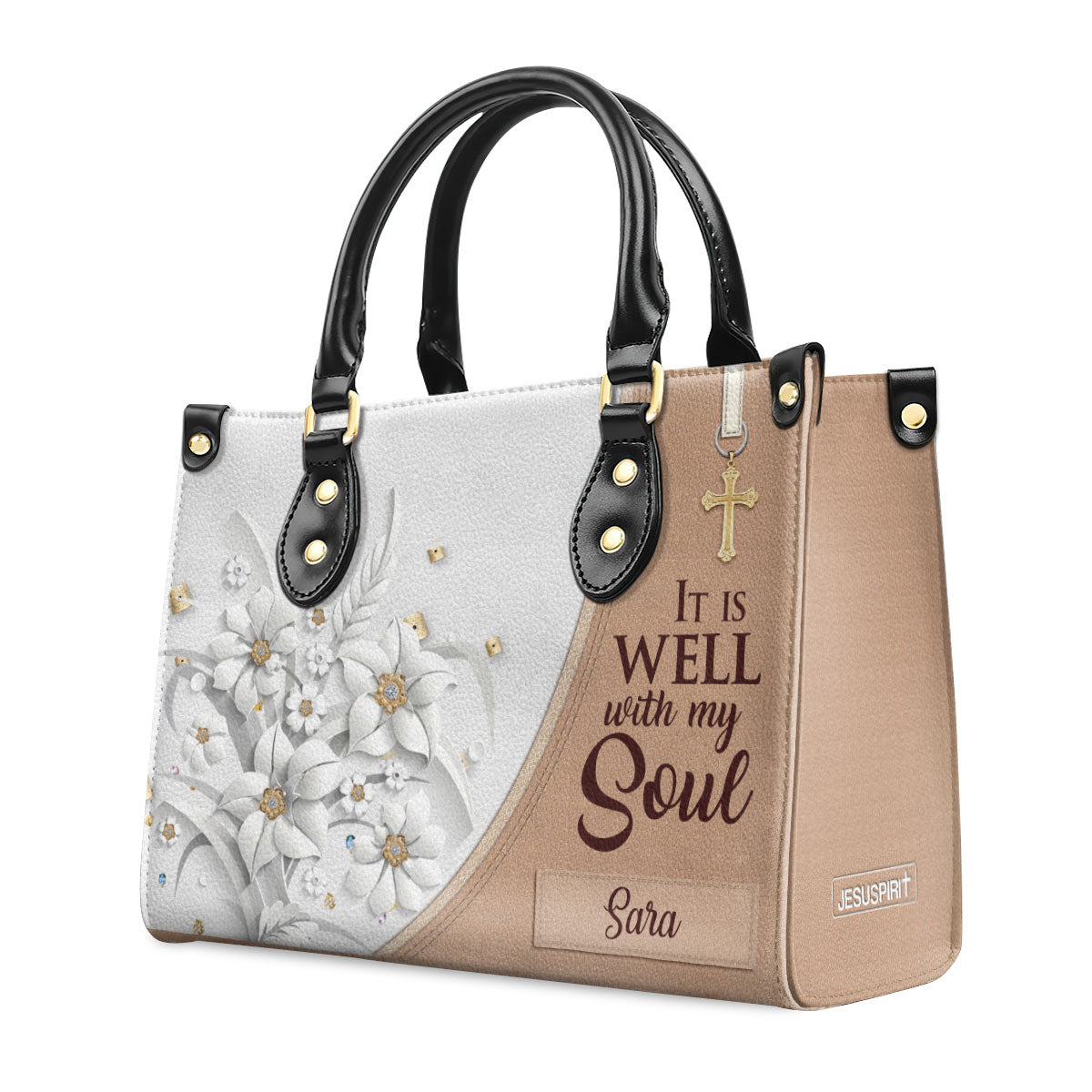 Beautiful Personalized Leather Handbag - It Is Well With My Soul NUH336