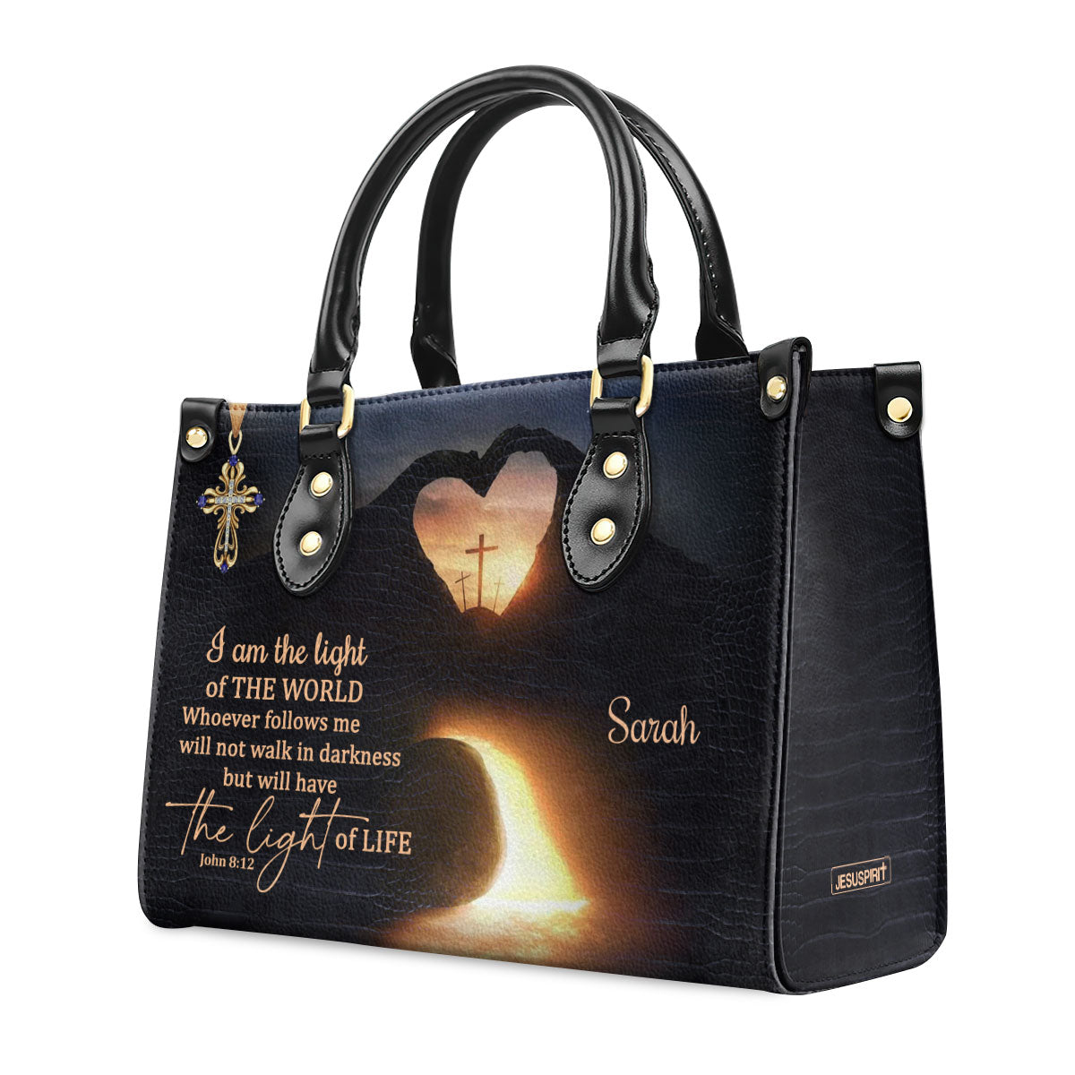 Beautiful Personalized Leather Handbag - I Am The Light Of The World NUH450