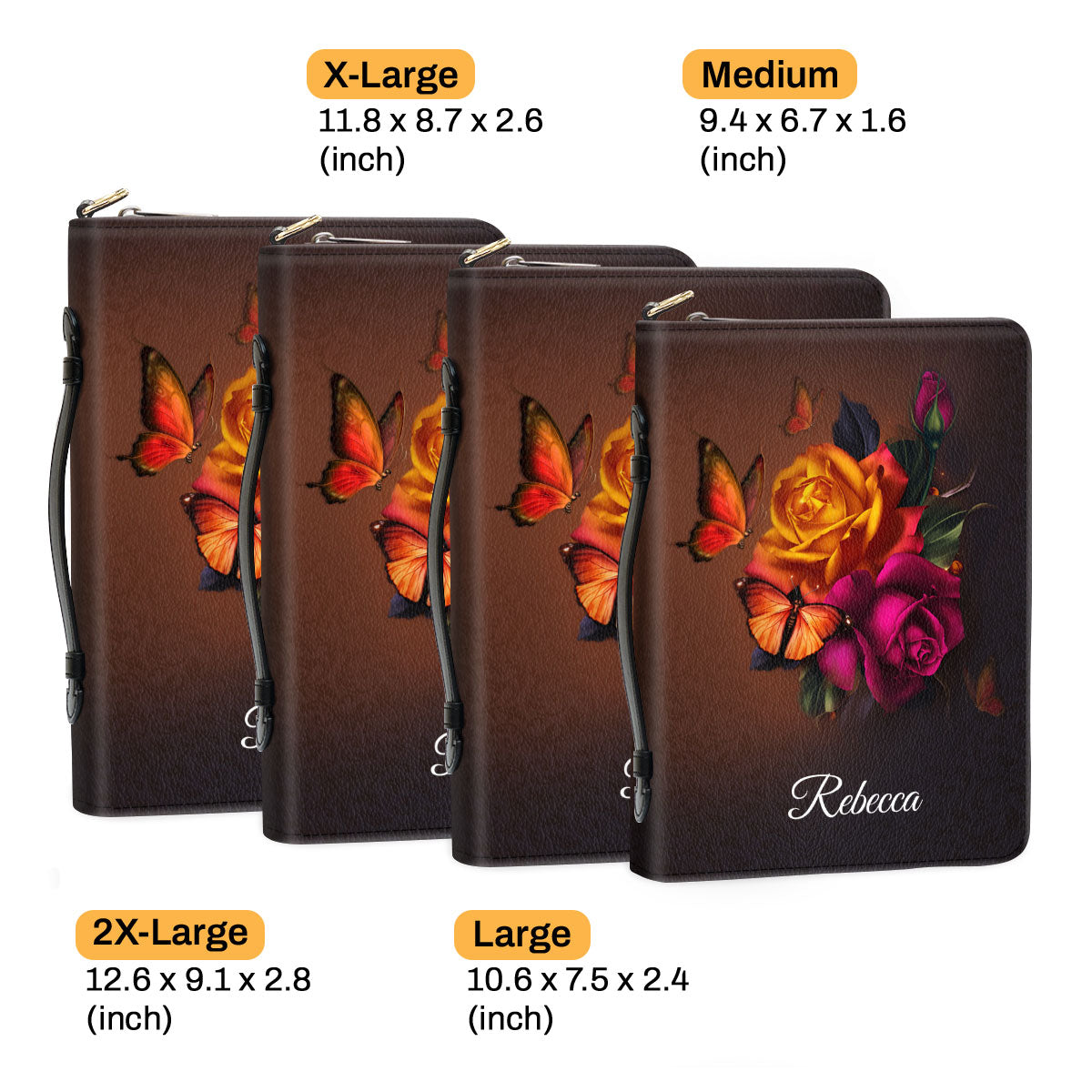 Jesuspirit Personalized Bible Cover With Handle | Rose And Cross Bible Carrying Case | Religious Gift For Women NUH469A