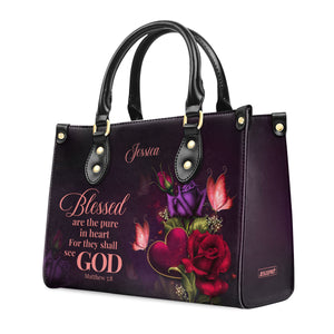 Special Personalized Leather Handbag - Blessed Are The Pure In Heart For They Shall See God NUH472