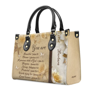 You Are Protected - Beautiful Personalized Flower Leather Handbag NUHN353