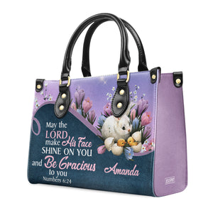 Beautiful Personalized Leather Handbag - May The Lord Make His Face Shine On You And Be Gracious To You NUM379