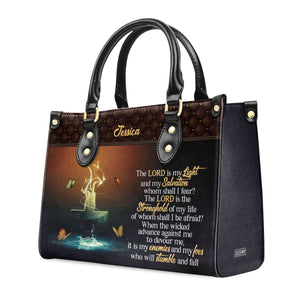 Lovely Personalized Leather Handbag - The Lord Is My Light And My Salvation NUM481