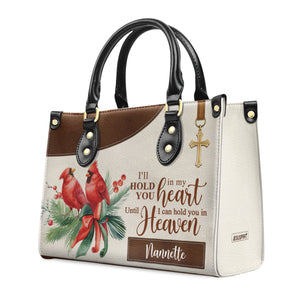 Personalized Cardinal Bird Leather Handbag - I‘ll Hold You In My Heart NUH309