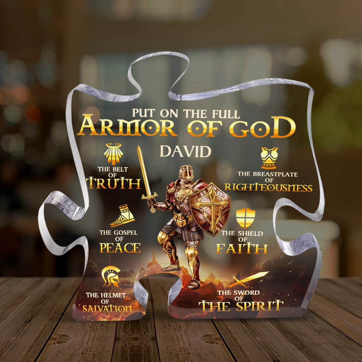 Put On The Full Armor Of God | Personalized Custom Shaped Squared Acrylic Plaque JSAPPPM1575M