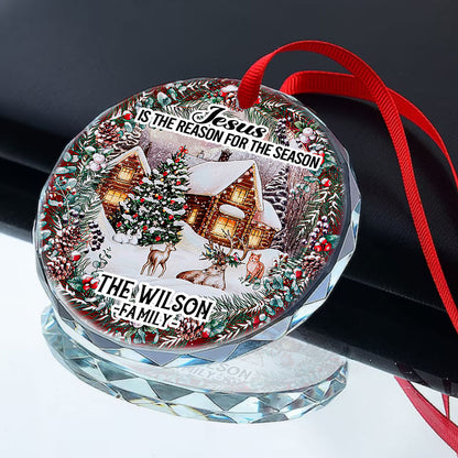 Jesus Is The Reason For The Season | Personalized 1-Side Round Glass Ornament