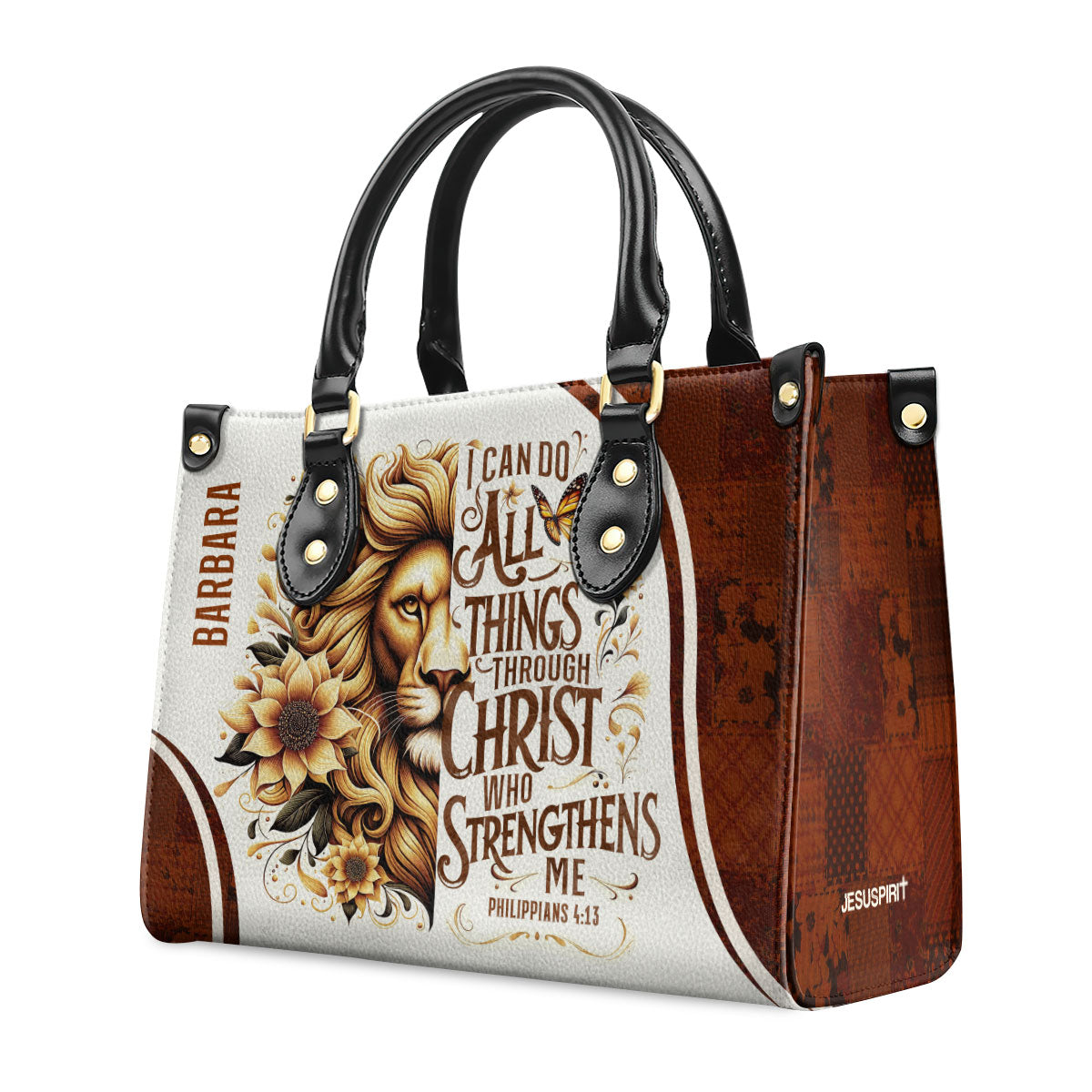 Jesuspirit | Personalized Zippered Leather Handbag With Handle | Religious Gift For Worship Friends | I Can Do All Things LHBM758