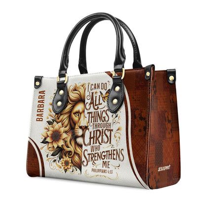 Jesuspirit | Personalized Zippered Leather Handbag With Handle | Religious Gift For Worship Friends | I Can Do All Things LHBM758