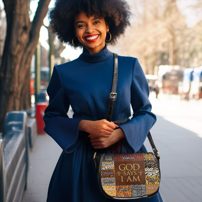 God Says I Am Unique - Personalized Leather Saddle Bag LHBM724