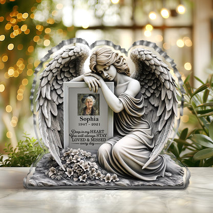 Deep In My Heart You Will Always Stay Loved And Missed Every Day | Personalized Custom Shaped Squared Acrylic Plaque JSAPPPT1663L