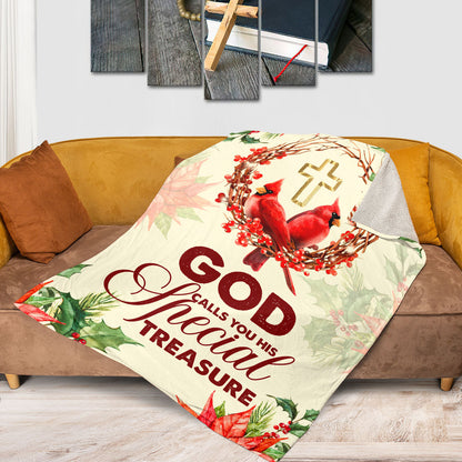 Jesuspirit | Fleece Blanket For Christian Couple | God Calls You His Special Treasure | Cardinal And Cross FBM636