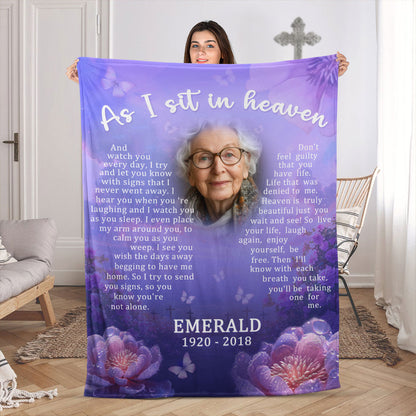 As I Sit In Heaven | Personalized Fleece Blanket JSFBHLPA1477D