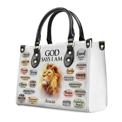Jesuspirit | Personalized Animal Leather Handbag With Handle | What God Says About You | Christian Gifts For Religious Women LHBH740