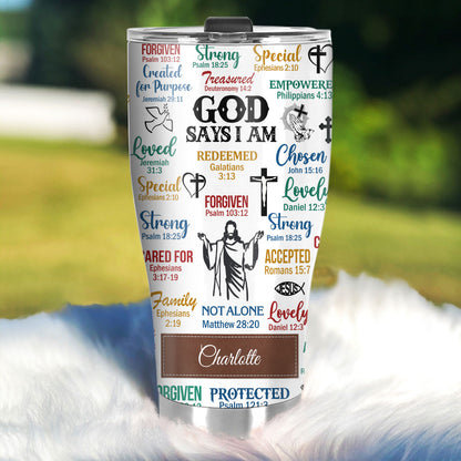 Jesuspirit | What God Says About You | Unique Scripture Gifts For Christian Friends | Personalized Christian Stainless Steel Tumbler 20oz SSTH742A