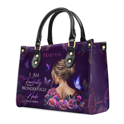 Jesuspirit | Personalized Leather Handbag With Zipper |  Fearfully and Wonderfully Made LHBM729