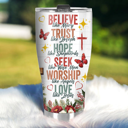 Just A Woman Who Loves Jesus | Personalized Stainless Steel Tumbler JSSSTPTN1428D