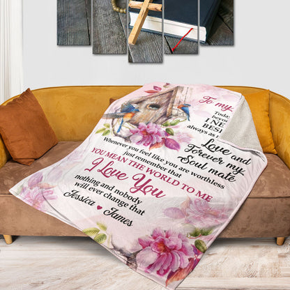 Jesuspirit | Personalized Fleece Blanket For Christian Couple | You Meant The World To Me | Meaningful Anniversary Gifts FBH818
