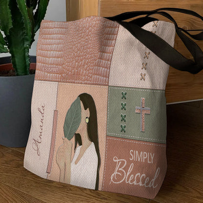 Simply Blessed - Beautiful Personalized Tote Bag HM409