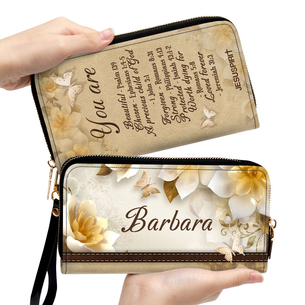 Jesuspirit | Personalized Zippered Leather Clutch Purse | A Precious Child Of God | Inspirational Gifts For Christian Women NUHN353B