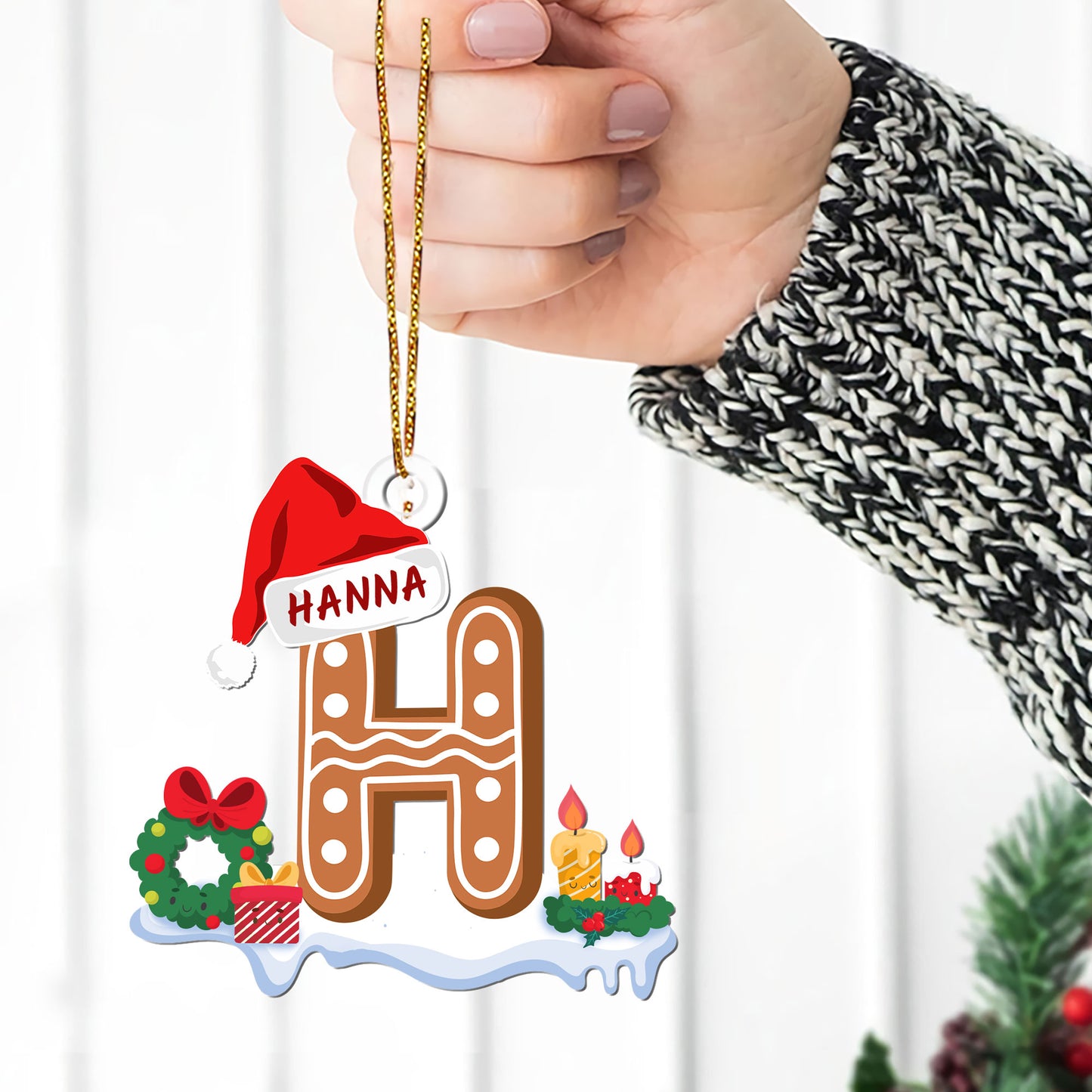 Gingerbread Cookie Letter | Personalized 1-Side Acrylic Ornament JSACOPT2057D