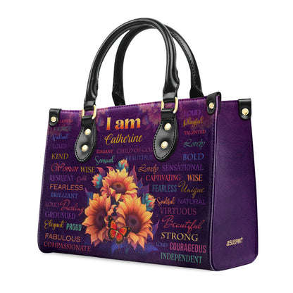 Jesuspirit | I Am Fearless | Gift For Her | Personalized Zippered Leather Handbag With Handle LHBM718