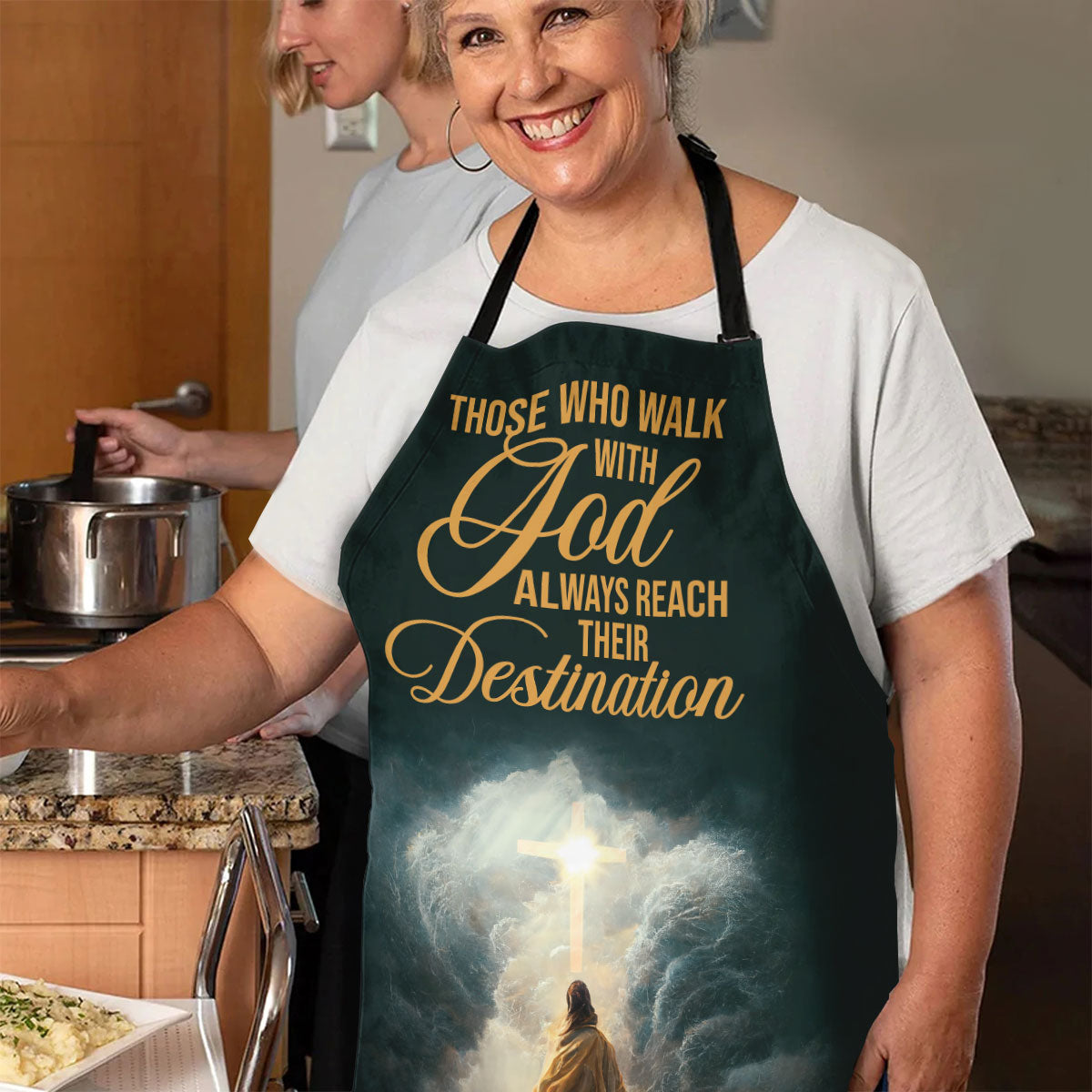 Jesuspirit | Those Who Walk With God Always Reach Their Destination | Jesus & Cross | Apron With Neck Strap AHM06