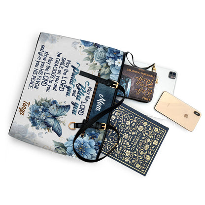 May The Lord Bless You And Protect You | Personalized Large Leather Tote Bag LLTBM784