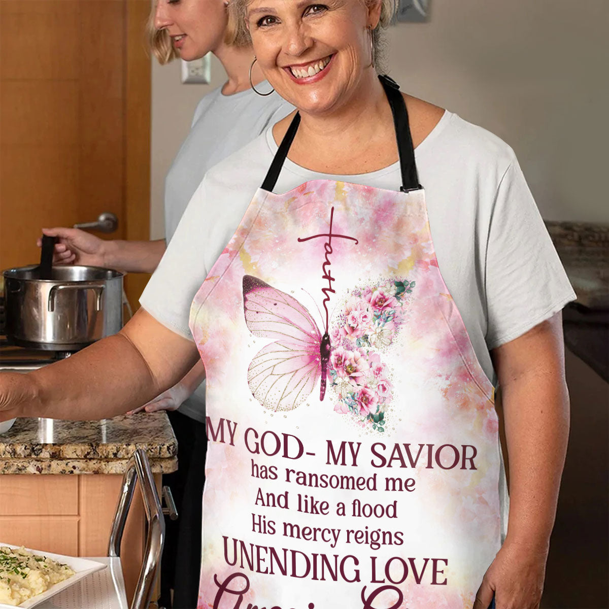 Jesuspirit | Flower And Butterfly | Apron With Neck Strap | My God My Savior | Gift For Christian Woman A16