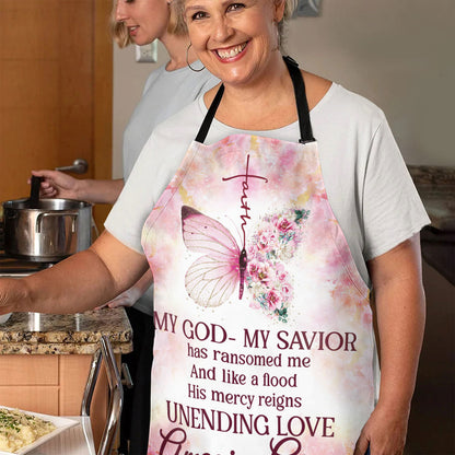 Jesuspirit | Flower And Butterfly | Apron With Neck Strap | My God My Savior | Gift For Christian Woman A16