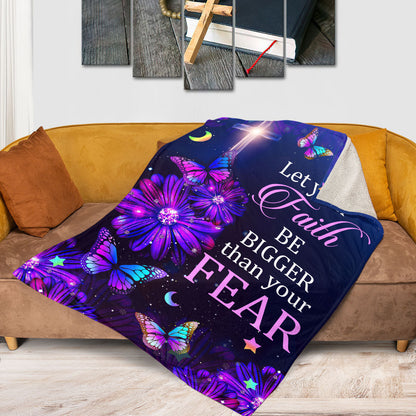 Jesuspirit | Let Your Faith Be Bigger Than Your Fear | Daisy & Butterfly | Hebrews 13:6 | Fleece Blanket FBM645