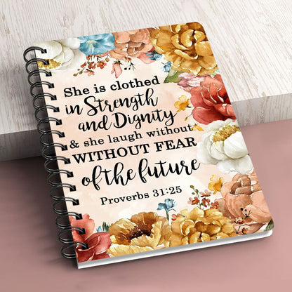 Jesuspirit | Personalized Flower Spiral Journal | Proverbs 31:25 | Spiritual Gifts For Christian Women SJHN651