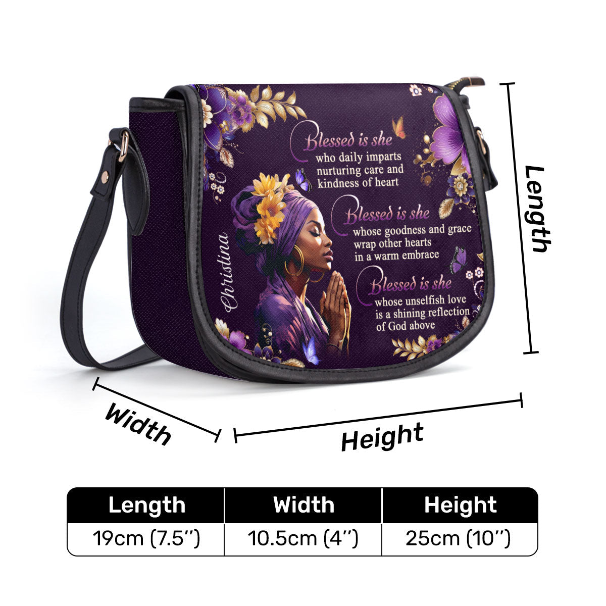 Blessed Is She - Personalized Leather Saddle Bag LHBM749