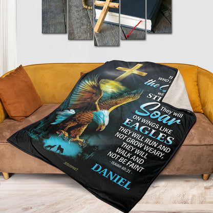 Jesuspirit | Isaiah 40:31 | Those Who Hope In The Lord Will Renew Their Strength | Eagle And Cross | Personalized Fleece Blanket FBH613