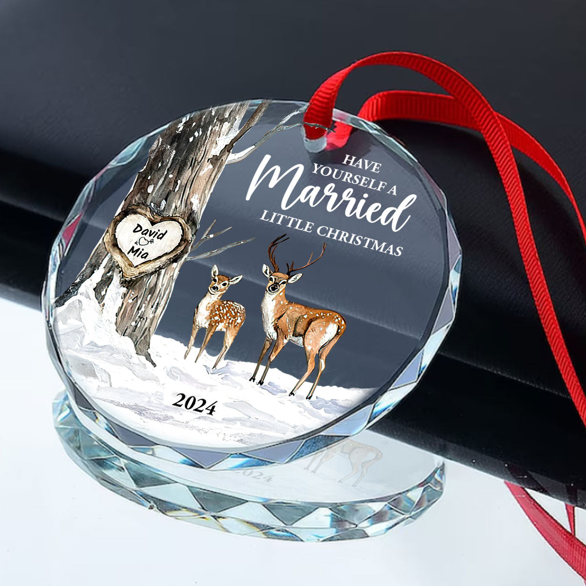 Have Yourself A Married Little Christmas | Personalized 1-Side Round Glass Ornament JSURGOPPT2584M