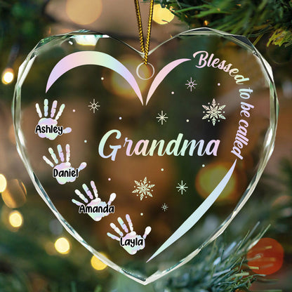 Blesses To Be Called | Personalized Heart Shaped Glass Ornament JSHGOPHN2099TA