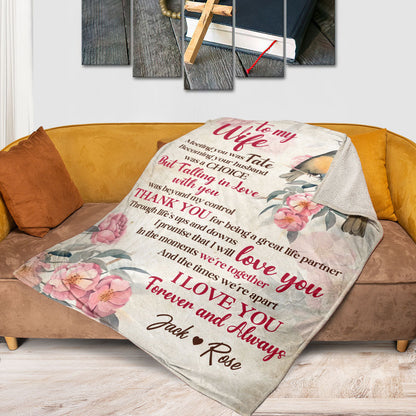 Jesuspirit | Meeting You Was Fate | Meaningful Gift For Christian Wife | Personalized Fleece Blanket | Robin Redbreast & Flower FBH612