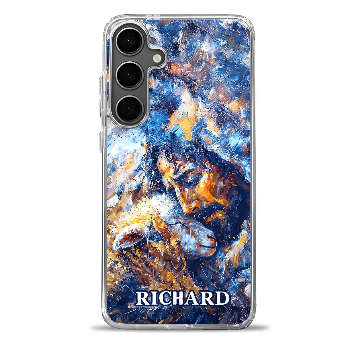 Abstract Painting Of Jesus And Lost Lamb | Personalized Clear Silicone Phone Case