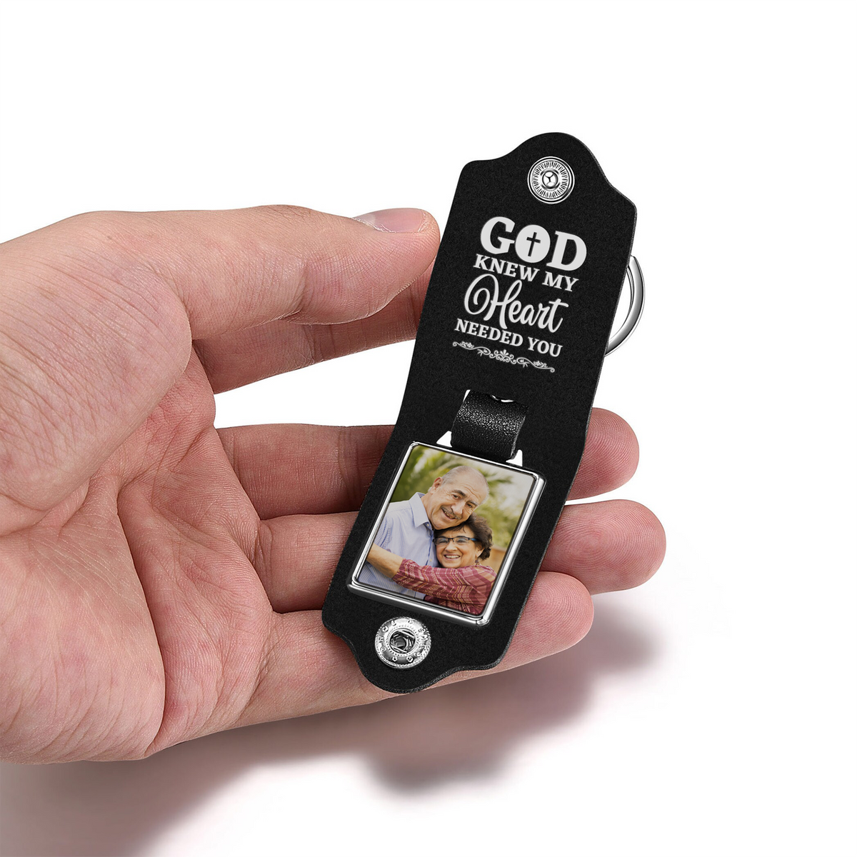 God Knew My Heart Needed You - Leather Photo Keychain LPKM07