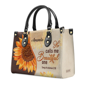 Fancy Sunflower Leather Handbag - He Calls Me Beautiful One AM231