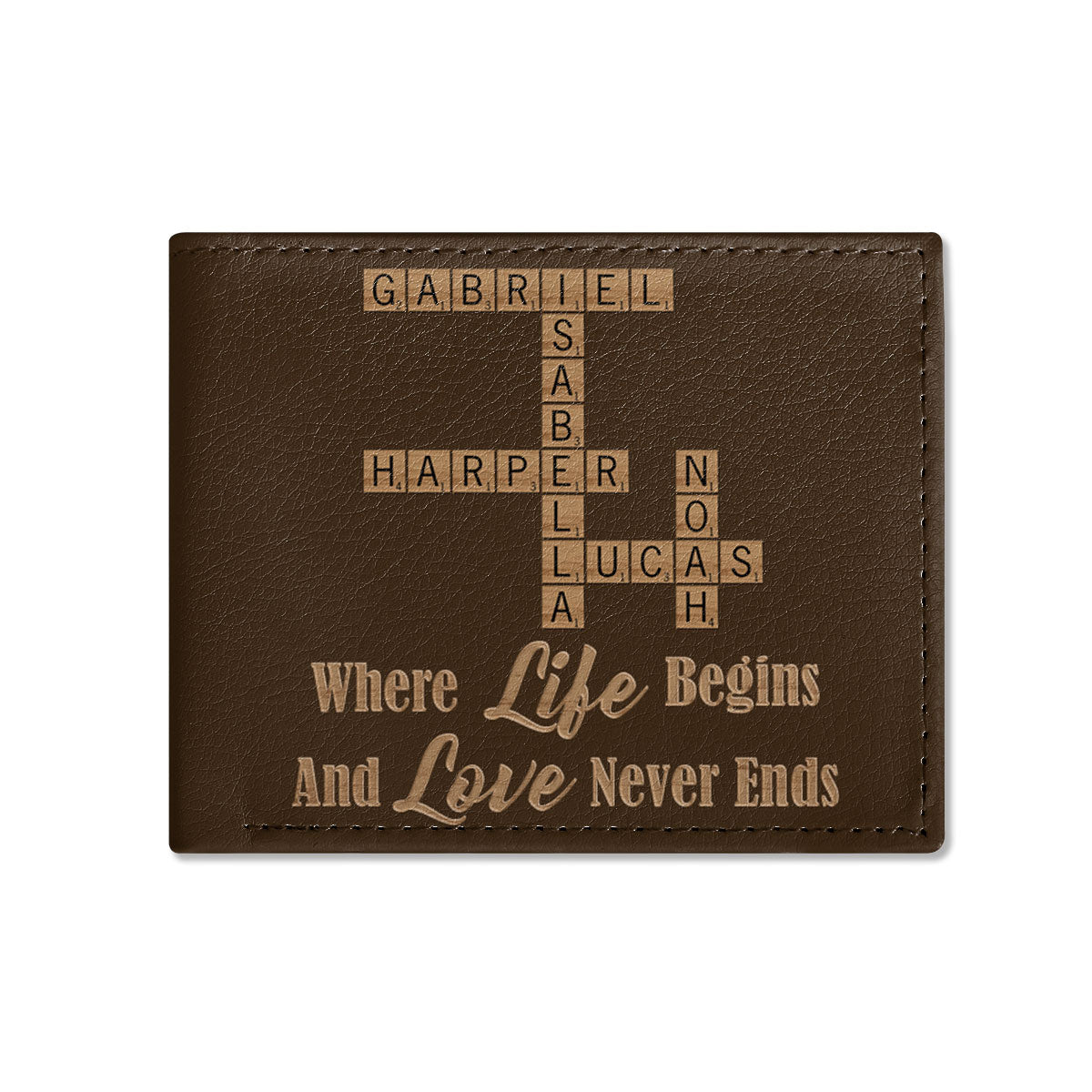 Where Life Begins And Love Never Ends | Personalized Folded Wallet For Men