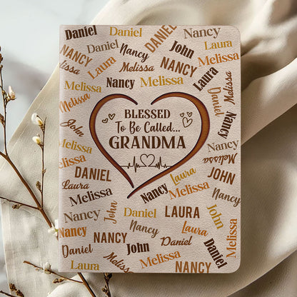 Blessed To Be Called Grandma | Personalized Leather Cover Notebook