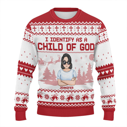 I Identify As A Child Of God | Personalized Wool Sweater JSWSWPH1777L