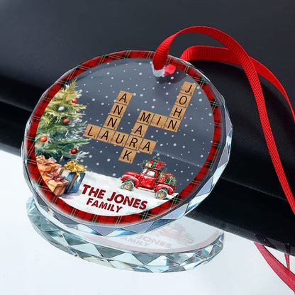 Family Forever | Personalized 1-Side Round Glass Ornament