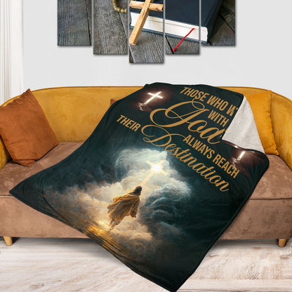 Jesuspirit | Those Who Walk With God Always Reach Their Destination | Jesus & Cross | Meaningful Fleece Blanket FBM643