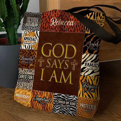 God Says I Am - Personalized Tote Bag