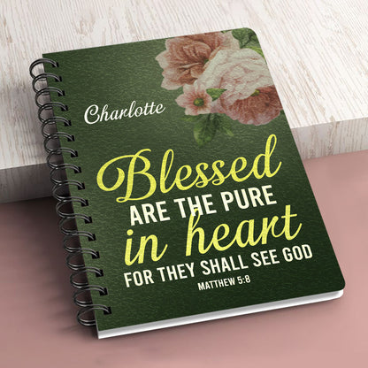 Jesuspirit | Personalized Spiral Journal | Matthew 5:8 | Inspirational Christ Gifts For Everyone | Blessed Are The Pure In Heart SJHN676