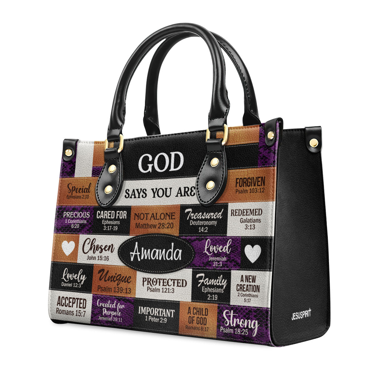 Jesuspirit | God Says I Am | Personalized Leather Handbag With Zipper | Gift For Her LHBNUHN681