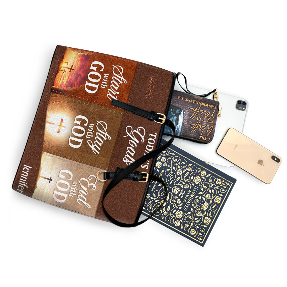 Today‘s Goals: Stay With God - Unique Large Leather Tote Bag NUH272