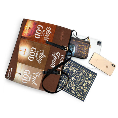 Today‘s Goals: Stay With God - Unique Large Leather Tote Bag NUH272
